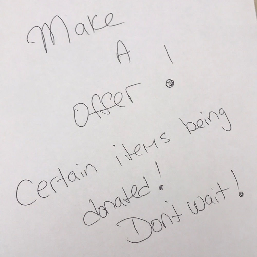 Make an offer !!!! Donating items !!!